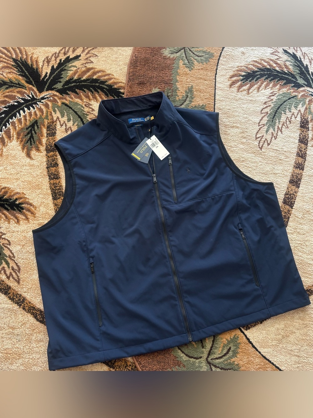 Polo RL Ralph Lauren Navy Mock Neck Water Repellent Softshell Vest 5X 5XL 5XB